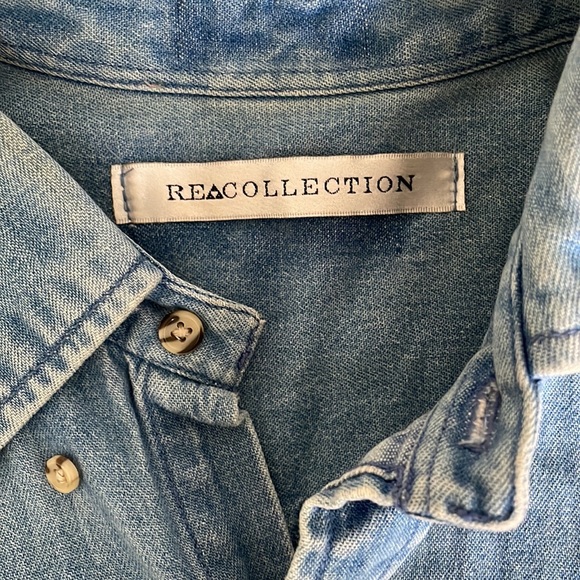 Recollection recycled denim button down with cold shoulder - Picture 4 of 6